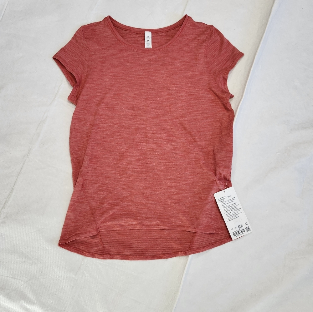 Lululemon Athletica Size 10 Pink/red Relaxed Cap Sleeve Tee - Picture 3 of 8